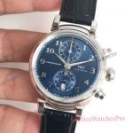 Mens Replica IWC Da Vinci 42mm Deep Blue Chronograph Watch - IW393402